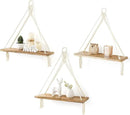 Mkono Macrame Hanging Shelves Boho Wall Decor Set of 3 Rustic Wood Floating Storage Shelf for Bedroom Bathroom Living Room Nursery Dorm Room, Display Shelving for Hanging Plants Photos by CozyNest Decor