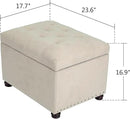 Joveco Storage Ottoman, 24" Fabric Rectangle Tufted Bench Foot Rest Stool for Living Room Bedroom, Beige by CozyNest Decor