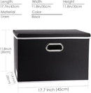 PRANDOM Large Foldable Storage Box with Lid [1-Pack] Fabric Collapsible Storage Bin Organizer Container Basket Cube with Cover for Home Bedroom Closet Office Nursery Black (17.7x11.8x11.8) by CozyNest Decor