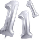 GOER Silver Number 1 Foil Balloons,Huge Number Balloons for 1st 11st Birthday Party Supplies Anniversary Decorations(3 pcs,42 inch,32 inc,16inch) by TinyTreasures Baby Boutique