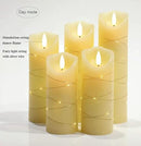 danip flameless Candle, with Embedded String Lights, 5-Piece LED Candles, with 10-Key Remote Control, 24-Hour Timer Function, Dancing Flame, Real Wax, Battery-Powered. (Ivory White) by CozyNest Decor