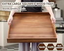 Extra Large Square Wood Tray, Generously 22" Acacia Serving Trays for Large Ottoman Coffee Table, Giant Square Shape Sofa Tray with Handles, Kitchen Organizer Storage Trays Huge Counter Serveware by CozyNest Decor
