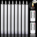 GenSwin Flameless Flickering Taper Candles with 2 Remote Controls and Timer, Real Wax 3D Wick Light Window Candles Battery Operated Pack of 8, Christmas Home Wedding Decor(White, 0.78 X 9.64 Inch) by CozyNest Decor