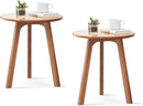 100% Solid Oak Round Side Table Set of 2, Small Bedside Table for Small Spaces, Living Room End Table with Stable Frame, Modern Nightstand for Bedroom Couch(Natural, 17.71" D x 19.68" H) by CozyNest Decor