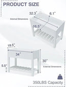Psilvam Planter Box Raised Garden Bed, Poly Lumber Raised Garden Beds Outdoor with Storage Racks and Tarps, Superior to Cedar Elevated Garden Bed with Leg, for Balcony and Porch, 350 lbs Load (White) by GreenHaven Gardens