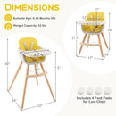 BABY JOY Convertible Baby High Chair, 3 in 1 Wooden Highchair/Booster/Chair with Removable Tray, Adjustable Legs, 5-Point Harness, PU Cushion and Footrest for Baby, Infants, Toddlers (Yellow) by TinyTreasures Baby Boutique