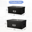 Briful Decorative Storage Boxes with Lids Set of 2 – 14'' + 13'' Set Rectangular Nesting Boxes – Cardboard Organizer with Lift-Top Lid – Black Wood for Home & Office by CozyNest Decor