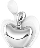 XMGZQ White and Silver Ceramic Couple Figurines Home Decor,Wedding Engagement Romantic Gift for Husband Wife,Large Male and Female Love Statue Valentine's Day Birthday,Abstract Hugging Couple by CozyNest Decor