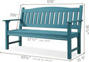 Psilvam 3-Person Outdoor Memorial Bench, All-Weather Poly Lumber Garden Bench, Rot-Resistant Outdoor Patio Bench for Park,Porch,and Church(Blue) by CozyNest Decor