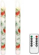 Cardinal Bird Flameless Taper Candles with Remote - Red Bird Theme LED Taper Candles for Home Xmas Holiday Party Christmas Decoration - 2PCS 9.5INCH by CozyNest Decor