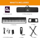MUSTAR Digital Piano 88 Key Weighted with Stand, 88 Key Semi Weighted Keyboard Piano MEP-1100, Electric Piano Keyboard 88 Keys for Beginners, 2x25W Stereo Speakers, Case, Sustain Pedal, ABS, Black by TinyTreasures Baby Boutique