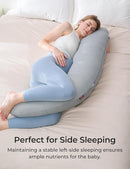 Momcozy J-Shaped Pregnancy Pillow for Sleeping with Cooling Cover – Maternity Body Pillow for Pregnant Women, Side Sleeper Support for Belly, Hip & Leg, Deep Grey by TinyTreasures Baby Boutique