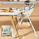 High Chairs for Babies and Toddlers, 4 in 1 Convertible Baby High Chair, Portable High Chair for Travel with Adjustable Height and Back, Foldable HighChair with Wheels& Pu Cushion (Green) by TinyTreasures Baby Boutique