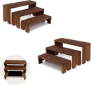 Display Wood Risers Wooden Stand 3 Tier Wood Racks Decorative Rectangular, 2 Set 6 Piece Cupcake Stands Cologne Perfume Organizer Dessert Showcase(Brown) by CozyNest Decor