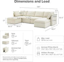 mopio Oversized Modular Sectional Sofa with Fully Removable Covers and Storage, Convertible U, L-Shaped and Sleeper Sectional, Modern Couches with Ottoman Chaise (Oat Fabric, 6 Seats, U) by CozyNest Decor