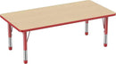Factory Direct Partners FDP Rectangle Activity School and Classroom Kids Table (30 x 60 inch), Toddler Legs, Adjustable Height 15-24 inches - Maple Top and Red Edge by CozyNest Decor
