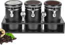 Yangbaga 3x63OZ Sugar Coffee Canisters with Shelf, 304 Stainless Steel Coffee Station Container for Ground Coffee Bean Storage with Airtight Locking Clamp&Scoop, Cereal Containers Storage for Kitchen by CozyNest Decor