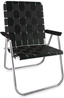Lawn Chair USA Folding Aluminum Outdoor Patio Lawn Chair | Heavy-Duty Webbed Chairs for Camping, Sports, Beach, Yard & Tailgating | Lightweight Portable | Magnum - Black with Black Arms by GreenHaven Gardens