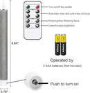 GenSwin Flameless Grey Taper Candles Flickering with 10-Key Remote, Battery Operated Led Warm 3D Wick Light Window Candles Real Wax Pack of 6, Christmas Home Wedding Decor(0.78 X 9.64 Inch) by CozyNest Decor