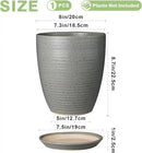 8 Inch Plant Pot Ceramic Planter Pot with Drainage Hole and Saucer Modern Round Flower Pot for Indoor Plants Light Gray by GreenHaven Gardens