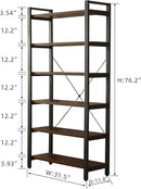 WH-AOERPYMY Natural Real Wood Bookcase,Industrial Bookshelf,6 Tier Solid Wood Open Book Shelf Storage,Metal Shelving Unit,Farmhouse Wide Etagere Bookcase for Office Living Bedroom (6 Tiers) by CozyNest Decor