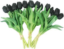 15pcs Artificial Tulips Flowers, Fake Tulips Real Touch, Faux Latex Tulips Bouquets, for Party Wedding Home Room Decoration (Black) by CozyNest Decor