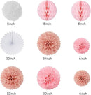 Light-Pink Rose-Gold Birthday Garland Party-Decorations - 14pcs Happy Banner Women Paper Flowers Lanterns Tissue Pom Poms,Streamers Fans Honeycomb Girls Adult Women Kids Hanging Supplies Decor Hugfond by CozyNest Decor