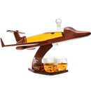 Jet Airplane Wine & Whiskey Decanter 1000ml Set with 4, 12 oz World Map Glasses by The Wine Savant - Pilot Gifts, Aviation Gifts, Airplane Figurine, Gifts for Jet, Airplane and Travel Enthusiasts