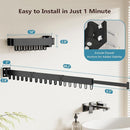 JAUREE Clothes Drying Rack Wall Mounted, Laundry Drying Rack Collapsible, Space Saving Wall Drying Rack Clothing Foldable, Tri-Fold Retractable Rack Outdoor Indoor with 18 Hooks, Black by TinyTreasures Baby Boutique