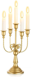 Sziqiqi Gold Candlestick Holder Candelabra - Taper Candle Holders for Wedding Centerpiece 5-Arms Candle Stick Stands for Candlelight Dinner Table Christmas Mantel Festivals by CozyNest Decor