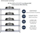 60"x18"x72" PRIME HEAVY DUTY Chrome 5-Tier Wire Shelving 4000 LBS MAX Capacity Storage Rack for Commercial, School, Home, Garage, Warehouse, Industrial, and Hospital Uses (with Wheels) by CozyNest Decor