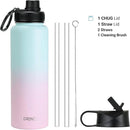 DRINCO Stainless Steel Water Bottle Spout Lid Vacuum Insulated Double Wall Water Bottle Wide Mouth (40oz 32oz 22oz 18oz 14oz) Leak Proof Keeps Cold or Hot (40 oz, 40oz Macaron) by CozyNest Decor