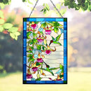 VEWOGARDEN Hummingbird Stained Glass Window Hangings, Bird Suncatcher Panel with Metal Chain for Windows Decor Indoor Outdoor (W10xH15 inch) by GreenHaven Gardens