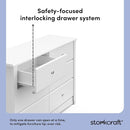 Storkcraft Crescent 6 Drawer Double Dresser (White) – GREENGUARD Gold Certified, Nursery Dresser for Kids Bedroom by TinyTreasures Baby Boutique