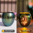 VEWOGARDEN Solar Lanterns Outdoor Waterproof Hummingbird & Plant Hollowed-Out Metal Lantern Solar Lights with Flickering Flame for Patio Porch Table, Green by GreenHaven Gardens