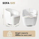 360° Swivel Leather Accent Chair, Modern Barrel Club Chair with Leather Upholstery and Sturdy Base, Comfortable Armchair for Living Room, Bedroom, Reading Nook, White by CozyNest Decor