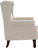 UIXE High Back Accent Chairs Set of 2, Upholstered Armchair in Fabric for Living Room, Retro Wingback Arm Chair Comfy Single Sofa Bedroom Reading Seat with Solid Wood Legs - Beige by CozyNest Decor