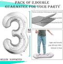 GOER Silver Foil Balloons Number 3,Huge Number Balloons for 3rd 33rd Birthday Party Supplies Anniversary Decorations(3 pcs,42 inch,32 inc,16inch) by TinyTreasures Baby Boutique