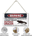 Warning Sign, Bearded Dracon Warning Wood Plaque Sign, Funny Door Signs, Decorative Wood Hanging Suspension Plaque, Farmhouse Wooden Wall Decor, Outdoor Hanging Wooden Signs by CozyNest Decor
