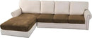 H.VERSAILTEX Velvet Stretch Sectional Couch Covers 4 Pieces Sofa Seat Cushion Covers L Shape Separate Couch Cover for Both Left/Right Sectional Couch (Large Sofa 3 Seater + 1 Chaise, Bronze Brown) by CozyNest Decor