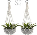 Artilady Macrame Plant Hanger Large Hanging Planter for Indoor Plants Holder White Cotton Rope Hanging Plant Basket Handmade Outdoor Window Boho Plant Wall Decor by GreenHaven Gardens