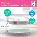 Elk and Friends 7.8” Stainless Steel Non Divided Plates with Silicone Sleeve + Storage Lid | Baby, Toddler, Kids | Dishwasher Safe | Dinner & Snack Plates | 4 Pack by TinyTreasures Baby Boutique
