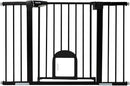 Babelio 36.5-57" Extra Wide Baby Gate with Cat Door,Auto Close&Two Way Swing,Pressure Mounted Dog Gates for Stairs,Doorways,Includes 4 Wall Cups and 3 Extension Pieces,Black by TinyTreasures Baby Boutique