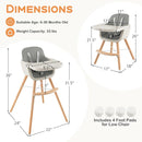 BABY JOY Convertible Baby High Chair, 3 in 1 Wooden Highchair/Booster/Chair with Removable Tray, Adjustable Legs, 5-Point Harness, PU Cushion and Footrest for Baby, Infants, Toddlers (Gray) by TinyTreasures Baby Boutique