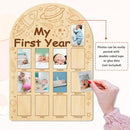 ORIGACH My First Year Baby Growth Photo Display Wood Board - 12 Months Newborn Milestones Photo Board - Neutral Baby Keepsake Board 1st Birthday Party Nursery Decor New Mom Gift - Space by TinyTreasures Baby Boutique