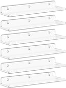 Lifewit Floating Shelves for Wall, 6 Pack 15" Clear Acrylic Shelf Room Decor for Book/Figures/Photo/Makeup in Bathroom, Book Shelf, Living Room, Bedroom, Kitchen Storage and Organization by TinyTreasures Baby Boutique