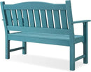 Psilvam 2-Person Outdoor Memorial Bench, All-Weather Poly Lumber Garden Bench, Rot-Resistant Outdoor Patio Bench for Park,Porch,and Church (Blue) by CozyNest Decor