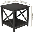 ChooChoo End Table, 24 Inch End Table with 2-Tier Storage Shelf, Side Table for Living Room, Wood Nightstand for Bedroom, Office, Painted Surface, Black by CozyNest Decor