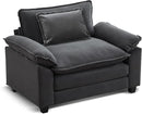 URRED Modular Sectional Sofa Comfy Cloud Couch, Modern Velvet Sofa Sleeper Deep Seat Couches with Ottoman/Pillows for Living Room (Dark Gray, 53'') by CozyNest Decor