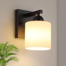 Matte Black Milk Glass Wall Sconces, 1 Pack Hardwired Indoor Wall Light Fixtures for Living Room, Hallway, Bedroom, Ceramic E26 Sockets (Bulbs Not Included) by CozyNest Decor